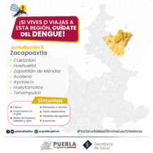 Puebla, con presencia de dengue en tres municipios: Salud