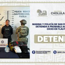 Marina y policía de San Pedro Cholula detienen a probable asaltante de OXXO en Tlautla