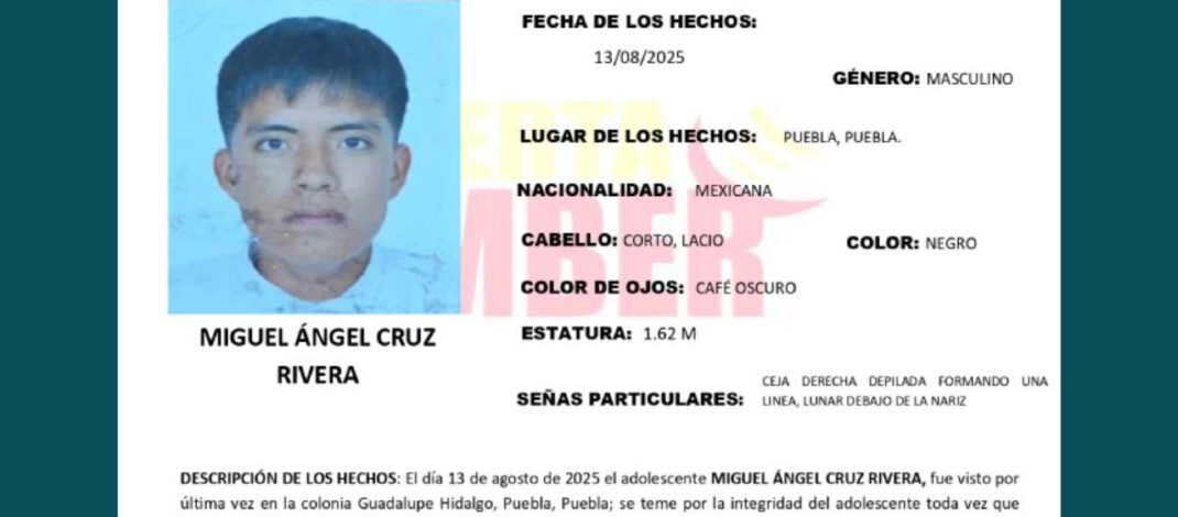 LANZAN ALERTA AMBER PARAA MIGUEL A CRUZ RIVERA